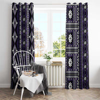 Fiji Masi Tapa Pattern Purple Window Curtain - Polynesian Pride