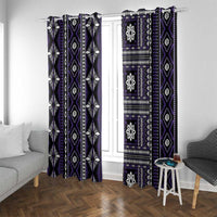 Fiji Masi Tapa Pattern Purple Window Curtain - Polynesian Pride