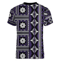 Fiji Masi Tapa Pattern Purple Women V-Neck T-Shirt - Polynesian Pride