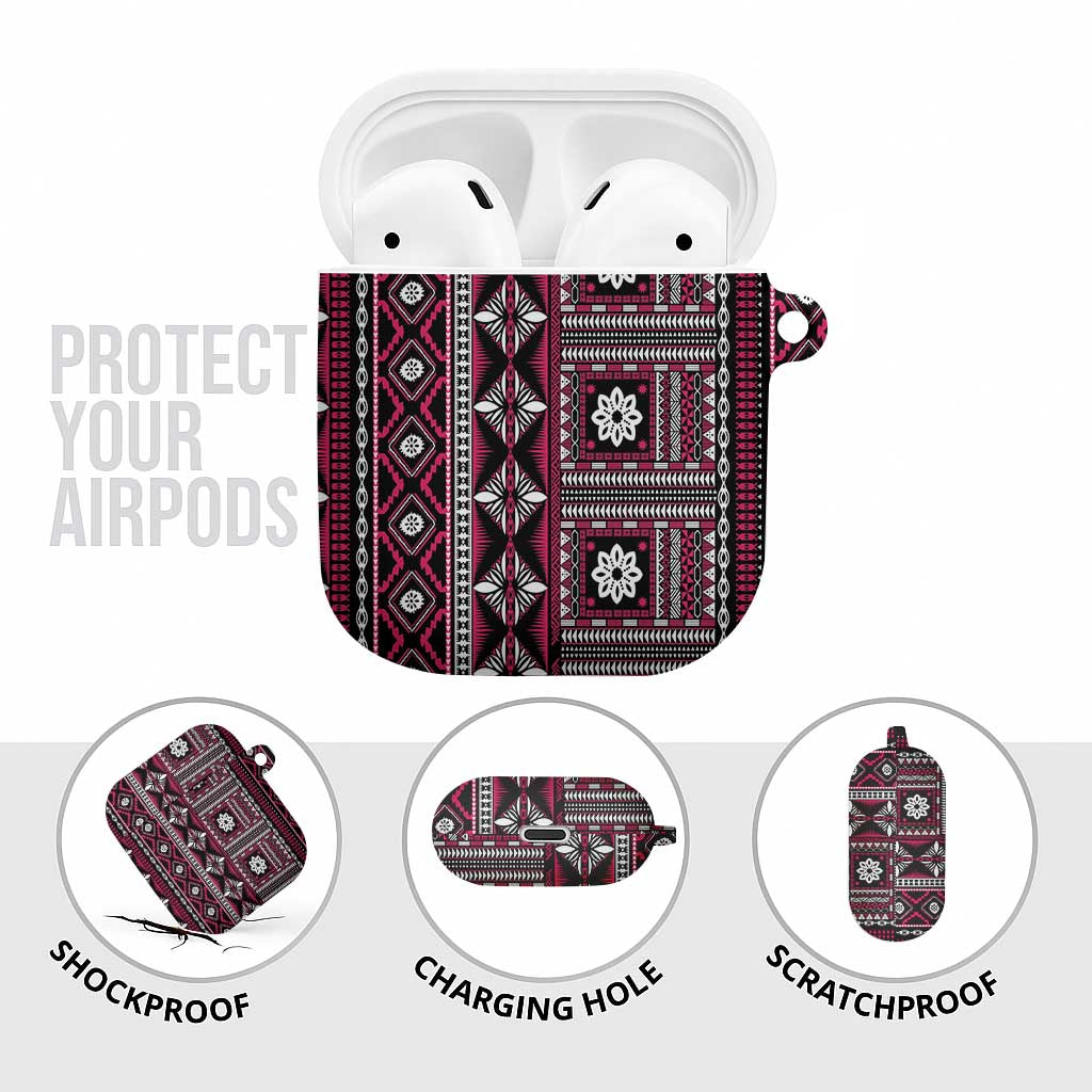 Fiji Masi Tapa Pattern Pink AirPods Case - Polynesian Pride