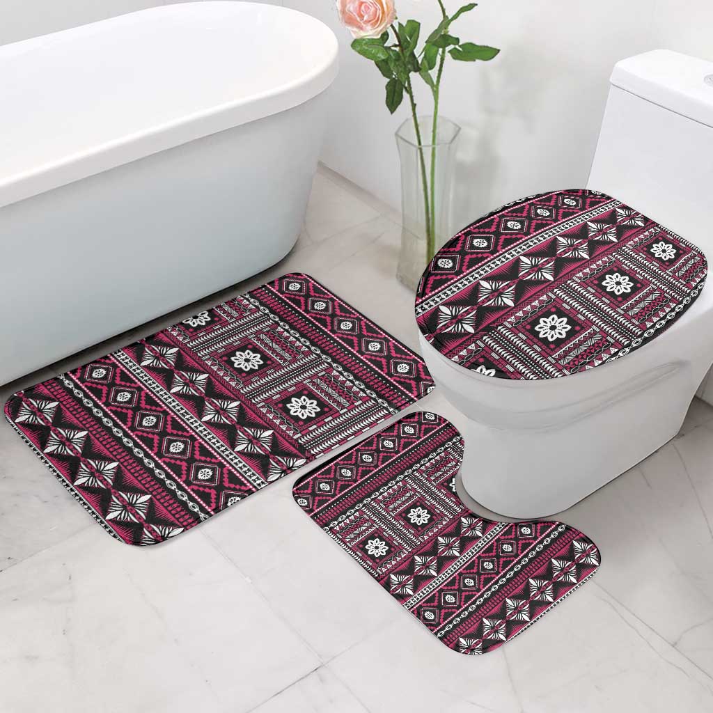 Fiji Masi Tapa Pattern Pink Bathroom Set - Polynesian Pride