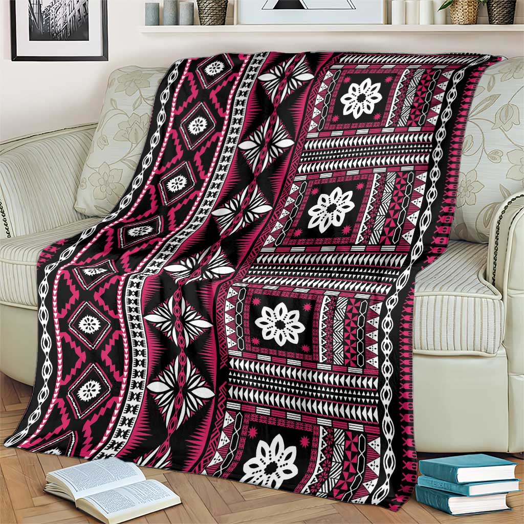 Fiji Masi Tapa Pattern Pink Blanket - Polynesian Pride