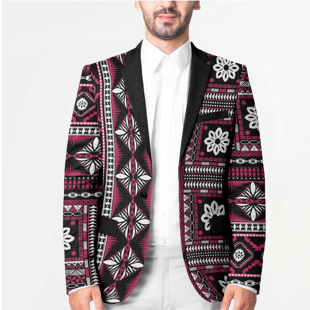 Fiji Masi Tapa Pattern Pink Blazer - Polynesian Pride