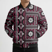 Fiji Masi Tapa Pattern Pink Bomber Puffer Jacket - Polynesian Pride