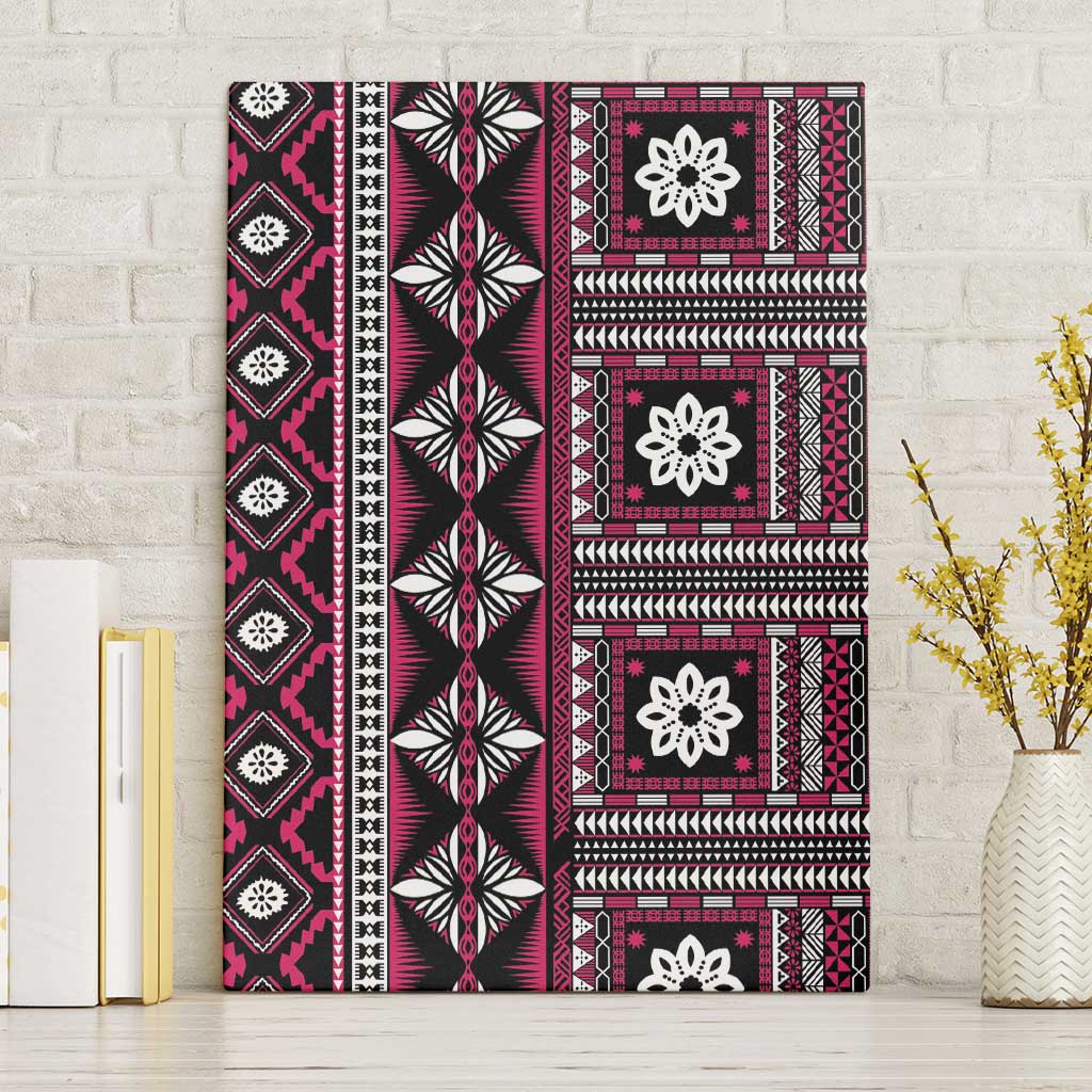 Fiji Masi Tapa Pattern Pink Canvas Wall Art - Polynesian Pride