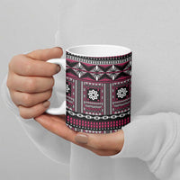 Fiji Masi Tapa Pattern Pink Ceramic Mug - Polynesian Pride