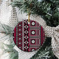Fiji Masi Tapa Pattern Pink Ceramic Ornament - Polynesian Pride
