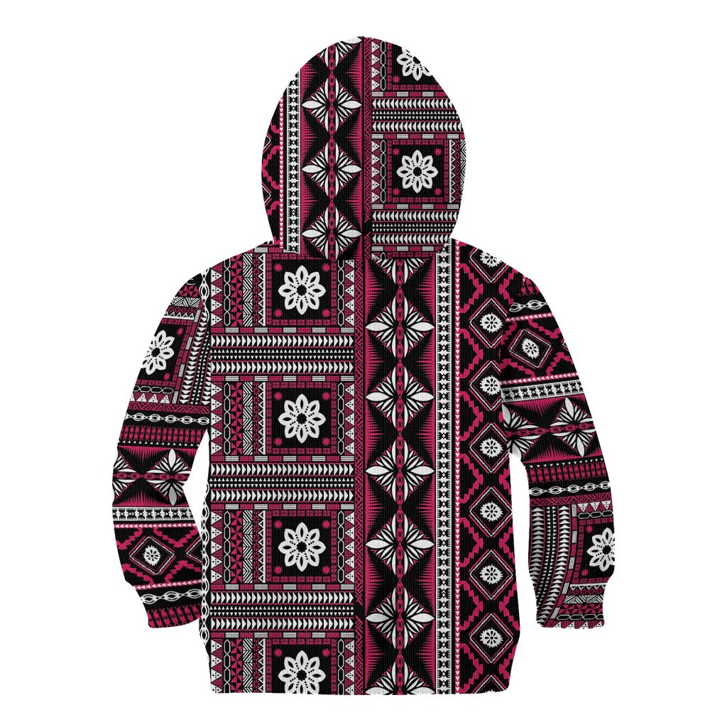 Fiji Masi Tapa Pattern Pink Kid Hoodie - Polynesian Pride