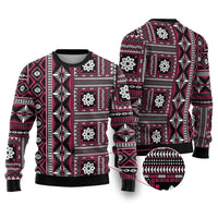 Fiji Masi Tapa Pattern Pink Ugly Christmas Sweater - Polynesian Pride
