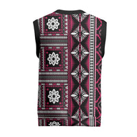 Fiji Masi Tapa Pattern Pink Christmas Knitted V-Neck Vest - Polynesian Pride