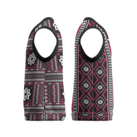 Fiji Masi Tapa Pattern Pink Christmas Knitted V-Neck Vest - Polynesian Pride