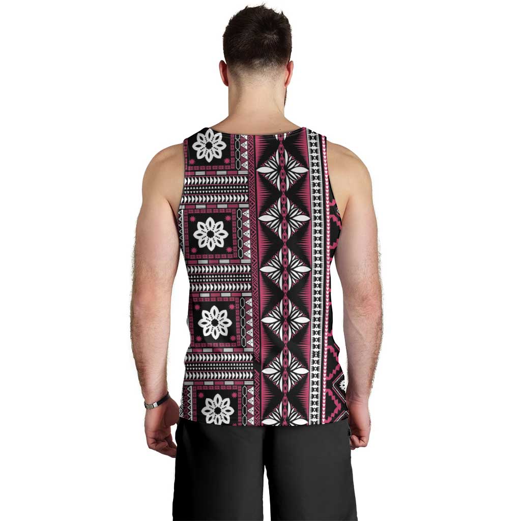 Fiji Masi Tapa Pattern Pink Men Tank Top - Polynesian Pride