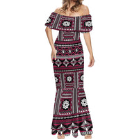 Fiji Masi Tapa Pattern Pink Mermaid Dress - Polynesian Pride
