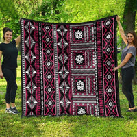 Fiji Masi Tapa Pattern Pink Quilt - Polynesian Pride