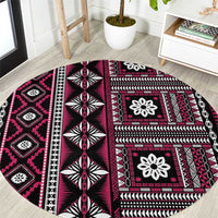 Fiji Masi Tapa Pattern Pink Round Carpet - Polynesian Pride