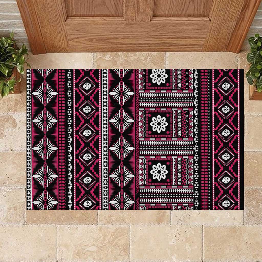 Fiji Masi Tapa Pattern Pink Rubber Doormat - Polynesian Pride