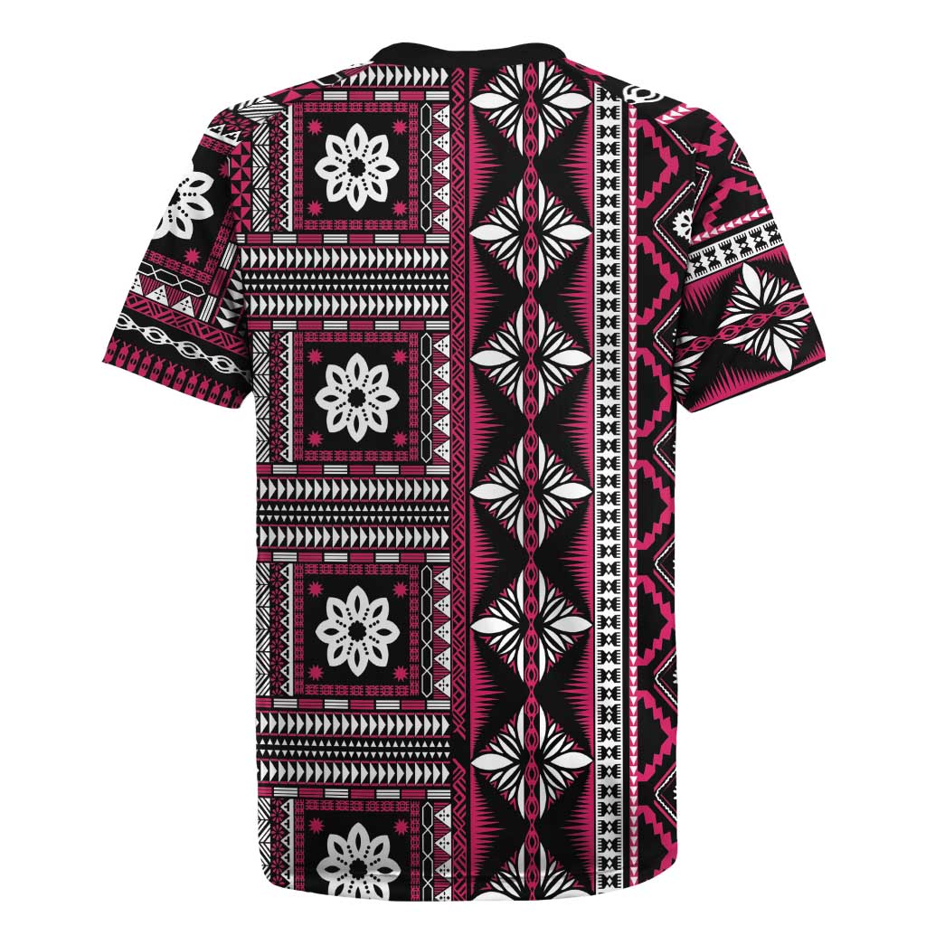 Fiji Masi Tapa Pattern Pink Rugby Jersey - Polynesian Pride