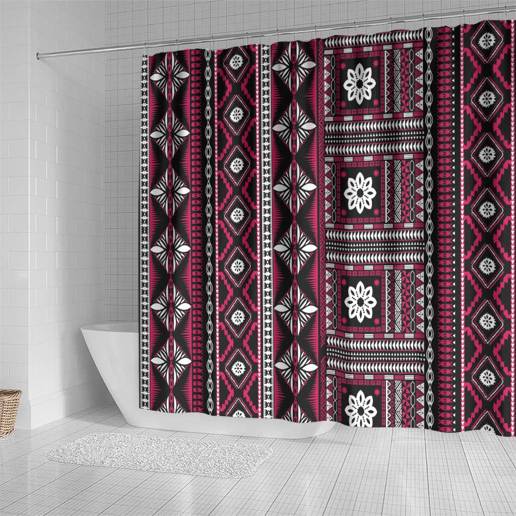Fiji Masi Tapa Pattern Pink Shower Curtain - Polynesian Pride