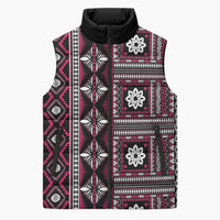 Fiji Masi Tapa Pattern Pink Sleeveless Puffer Jacket - Polynesian Pride