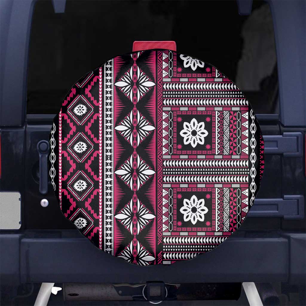 Fiji Masi Tapa Pattern Pink Spare Tire Cover - Polynesian Pride