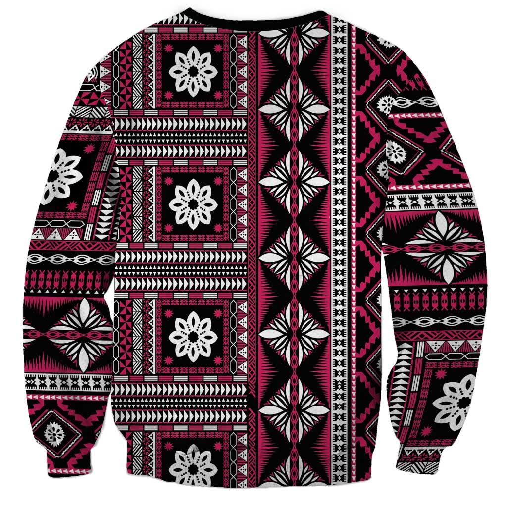 Fiji Masi Tapa Pattern Pink Sweatshirt - Polynesian Pride
