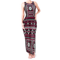 Fiji Masi Tapa Pattern Pink Tank Maxi Dress - Polynesian Pride