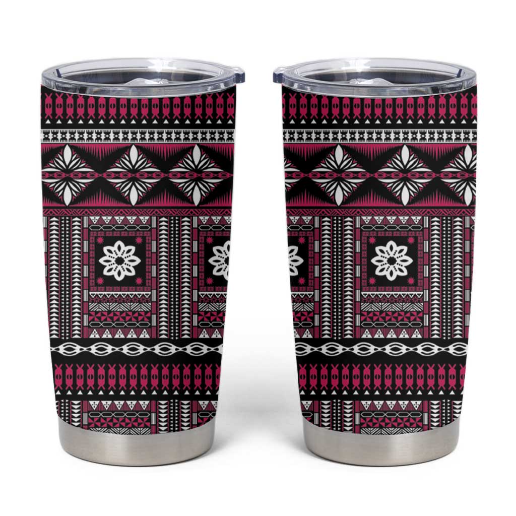 Fiji Masi Tapa Pattern Pink Tumbler Cup - Polynesian Pride