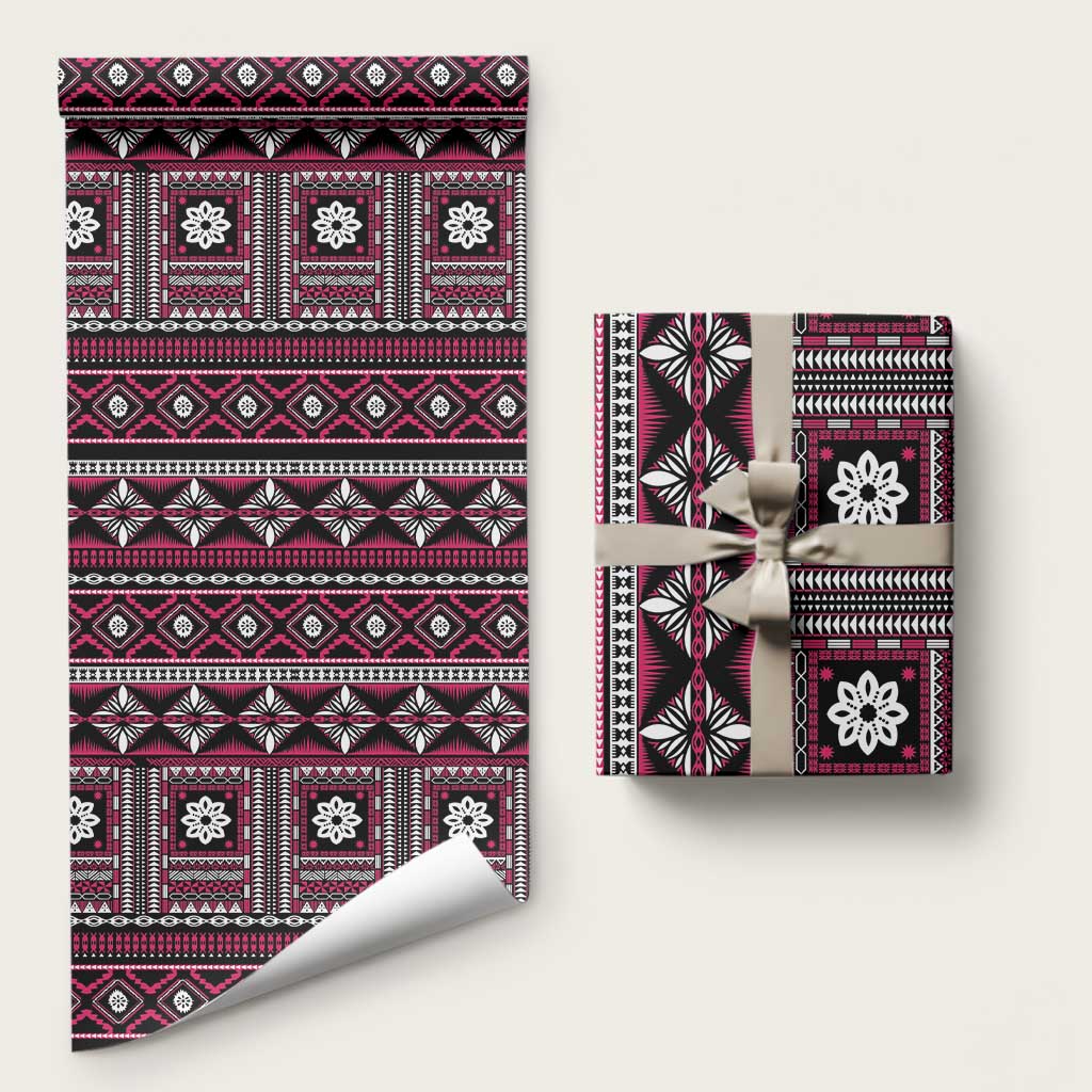 Fiji Masi Tapa Pattern Pink Wrapping Paper - Polynesian Pride