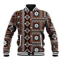 Fiji Masi Tapa Pattern Orange Baseball Jacket - Polynesian Pride