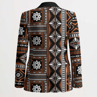 Fiji Masi Tapa Pattern Orange Blazer - Polynesian Pride