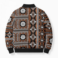 Fiji Masi Tapa Pattern Orange Bomber Puffer Jacket - Polynesian Pride