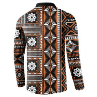 Fiji Masi Tapa Pattern Orange Button Sweatshirt - Polynesian Pride