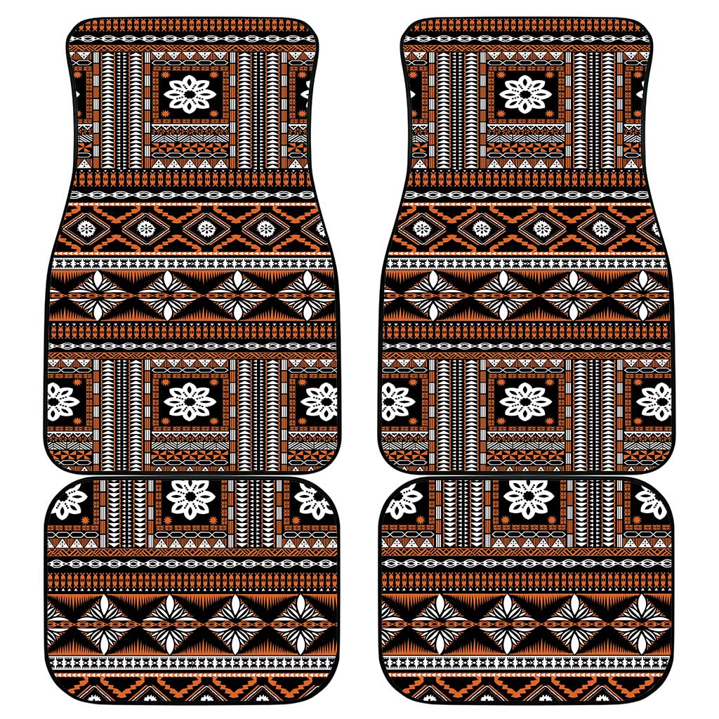 Fiji Masi Tapa Pattern Orange Car Mats - Polynesian Pride