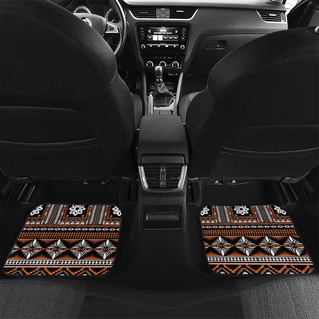 Fiji Masi Tapa Pattern Orange Car Mats - Polynesian Pride