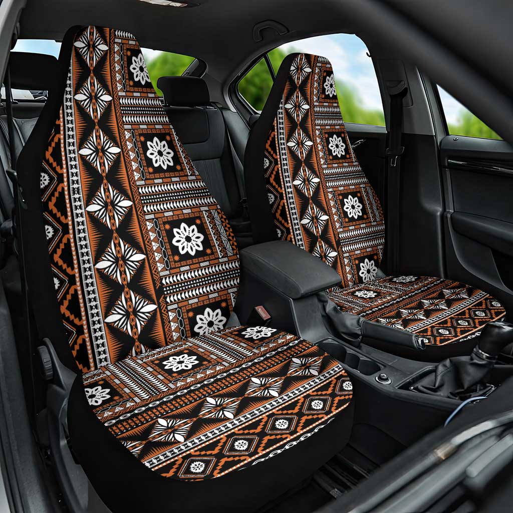 Fiji Masi Tapa Pattern Orange Car Seat Cover - Polynesian Pride