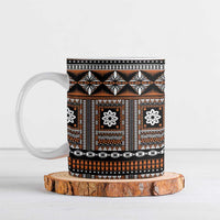 Fiji Masi Tapa Pattern Orange Ceramic Mug - Polynesian Pride