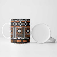 Fiji Masi Tapa Pattern Orange Ceramic Mug - Polynesian Pride
