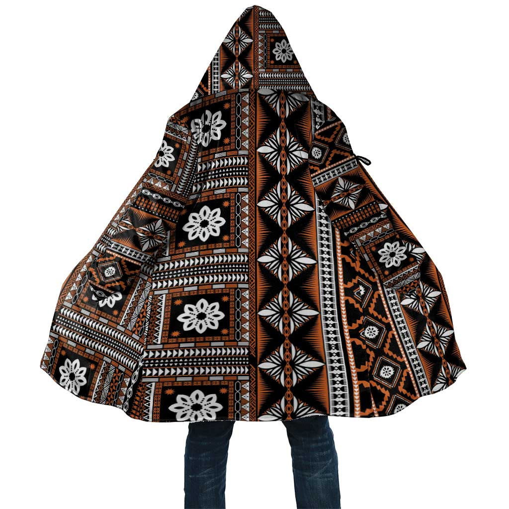 Fiji Masi Tapa Pattern Orange Cloak - Polynesian Pride
