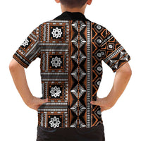 Fiji Masi Tapa Pattern Orange Family Matching Summer Maxi Dress and Hawaiian Shirt - Polynesian Pride