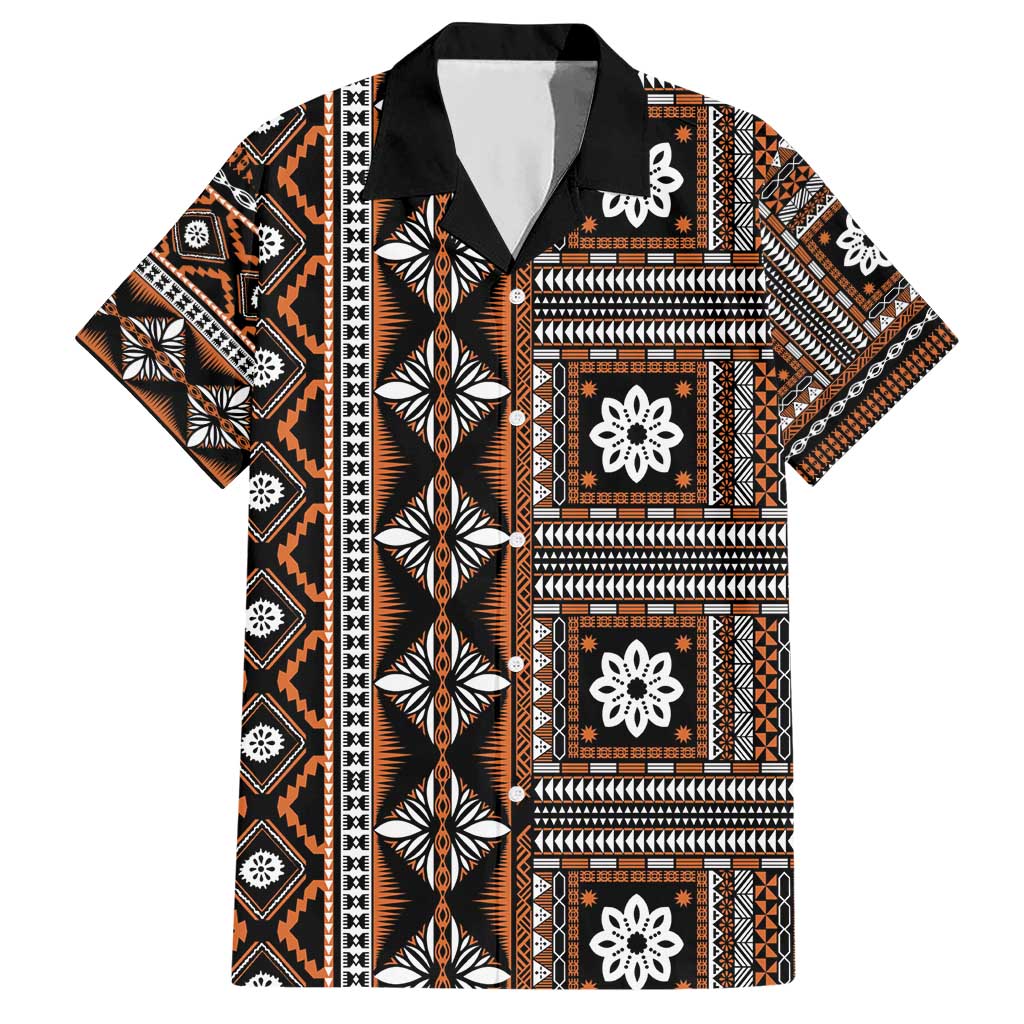 Fiji Masi Tapa Pattern Orange Hawaiian Shirt - Polynesian Pride