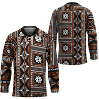 Fiji Masi Tapa Pattern Orange Hockey Jersey - Polynesian Pride
