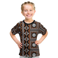 Fiji Masi Tapa Pattern Orange Kid T Shirt - Polynesian Pride