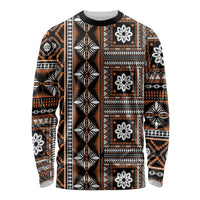 Fiji Masi Tapa Pattern Orange Long Sleeve Shirt - Polynesian Pride