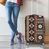 Fiji Masi Tapa Pattern Orange Luggage Cover - Polynesian Pride