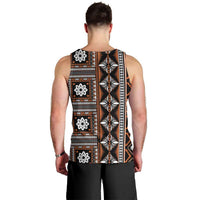 Fiji Masi Tapa Pattern Orange Men Tank Top - Polynesian Pride