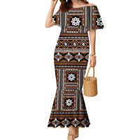 Fiji Masi Tapa Pattern Orange Mermaid Dress - Polynesian Pride