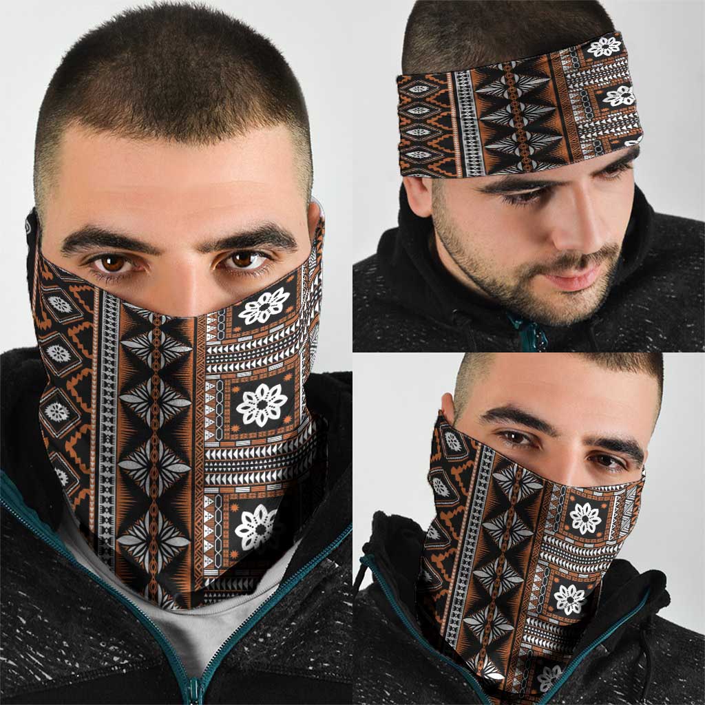 Fiji Masi Tapa Pattern Orange Neck Gaiter - Polynesian Pride