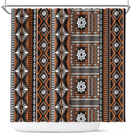 Fiji Masi Tapa Pattern Orange Shower Curtain - Polynesian Pride