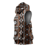 Fiji Masi Tapa Pattern Orange Sleeveless Hoodie - Polynesian Pride