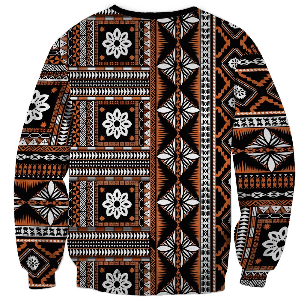 Fiji Masi Tapa Pattern Orange Sweatshirt - Polynesian Pride